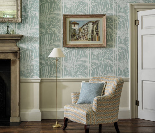 Poiteau Wallpaper - Aqua - Nina Campbell - NCW4498 - 01 - Premier Wallcovering