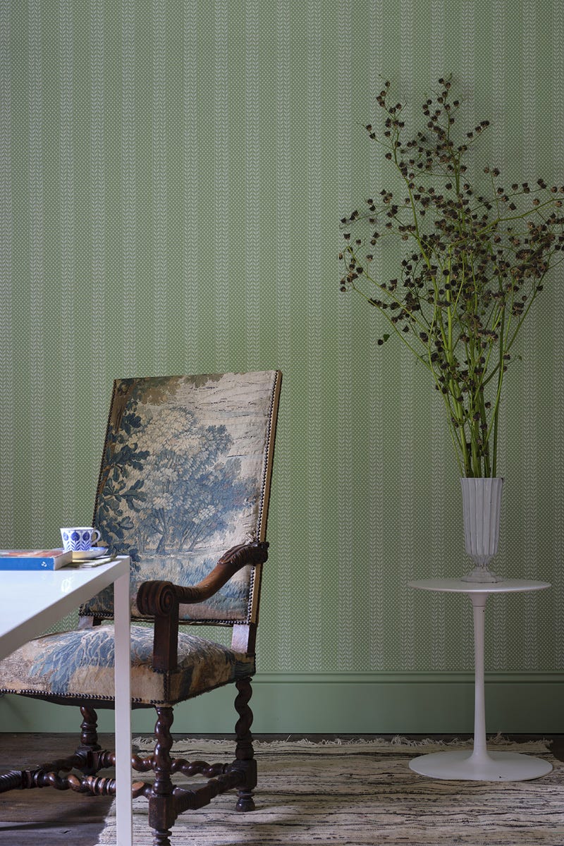 Polka Sprig Wallpaper - Green - 1085 - Farrow & Ball - Premier Wallcovering