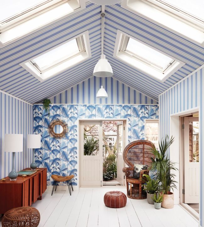 Polo Stripe Wallpaper - Hyacinth Blue & Cerulean - 110/1006 - Cole & Son - Premier Wallcovering
