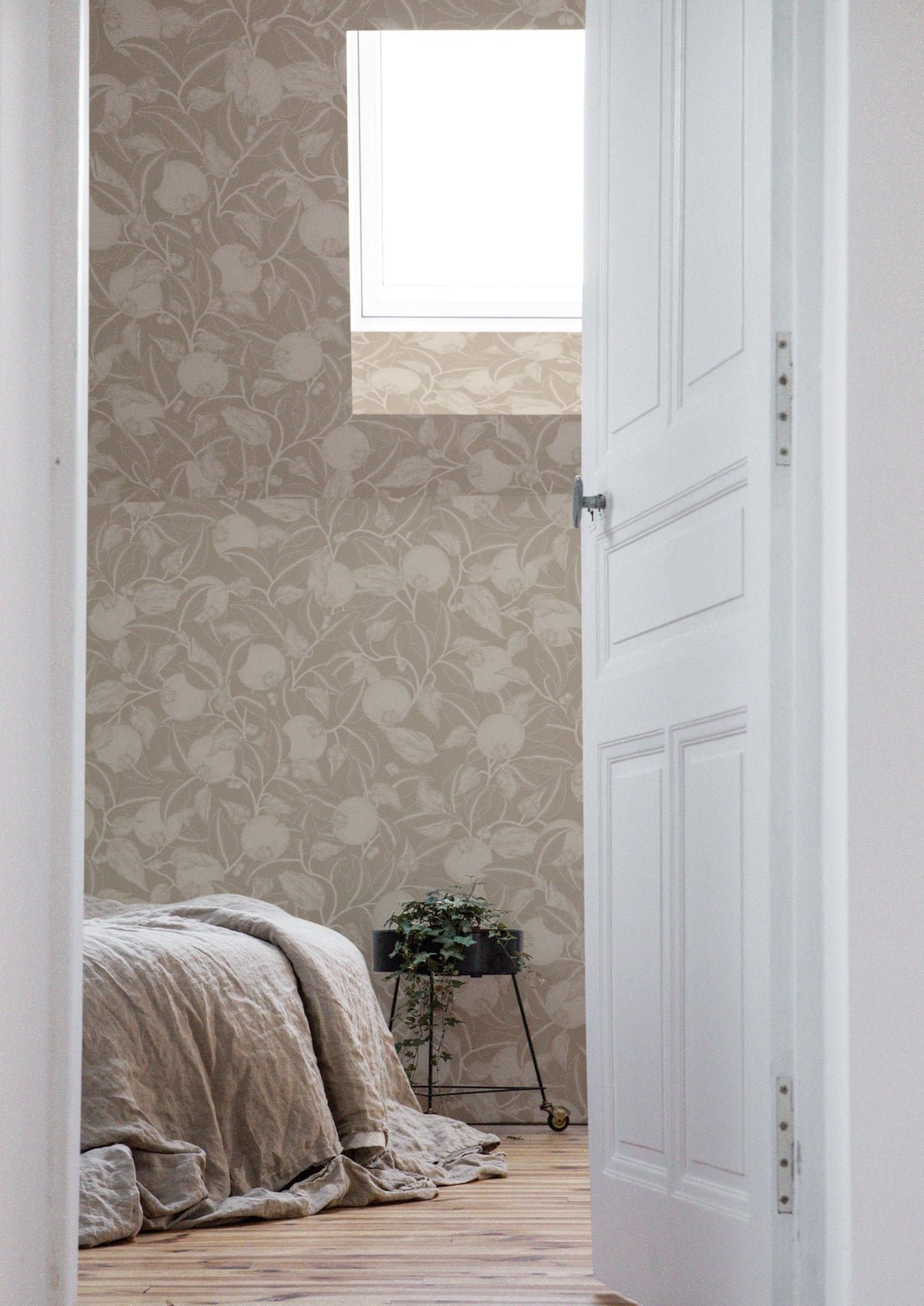 Pomegranate Floral Wallpaper - Stone Beige - Summer Gray - Premier Wallcovering
