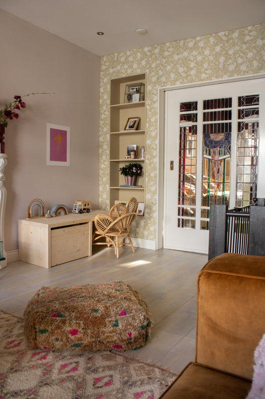 Pomegranate Floral Wallpaper - Gold - Summer Gray - Premier Wallcovering