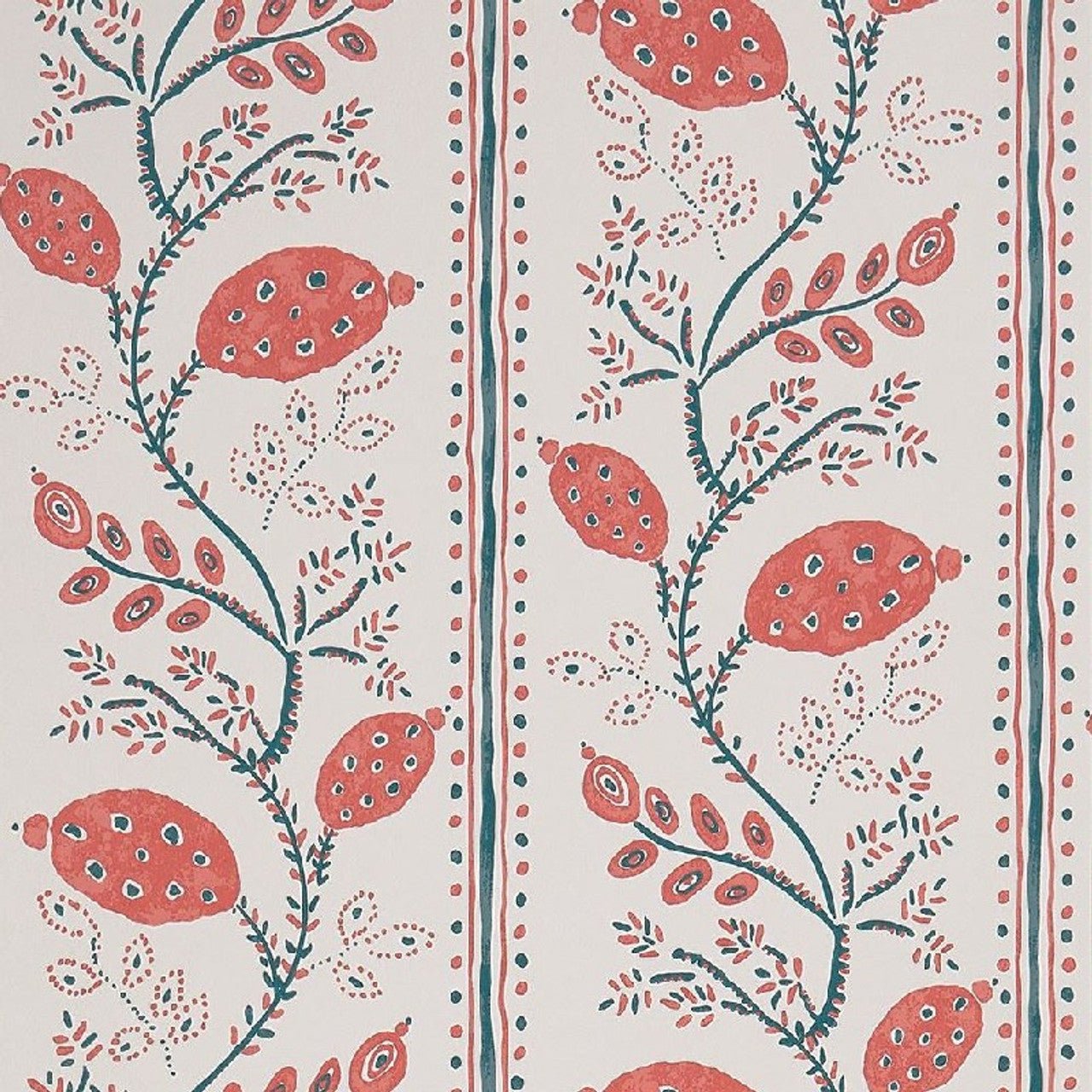 Pomegranate Trail Wallpaper - Red - Nina Campbell - NCW4390-05 - Premier Wallcovering