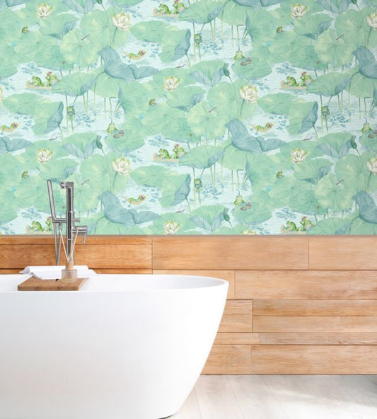 Pond Life Wallpaper - Aqua - Brand McKenzie - BMWL005/07A - Premier Wallcovering