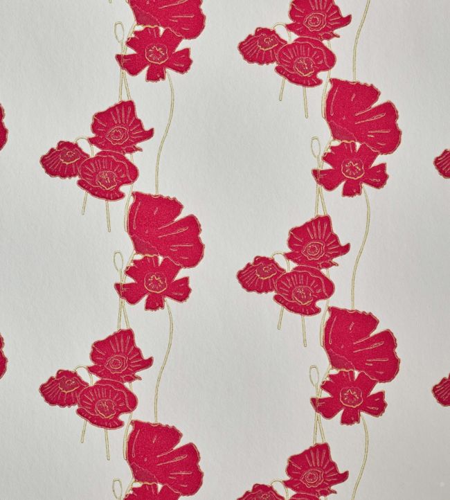 Poppy Fields Wallpaper - Red/Gold - BG1500201 - Barneby Gates - Premier Wallcovering