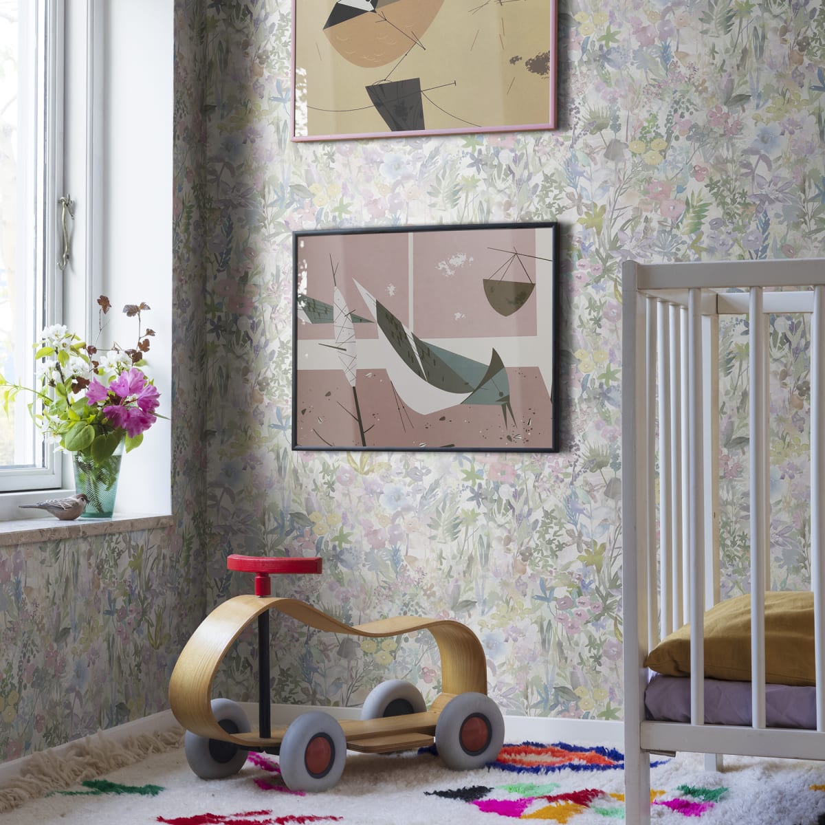 Poppy Meadow Wallpaper - Pastel - Rebel Walls - R18122 - Premier Wallcovering