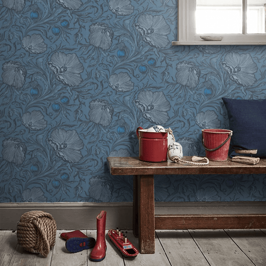 Poppy Trail Wallpaper - Air Force Blue - Little Greene - 0263PTAIRFO - Premier Wallcovering