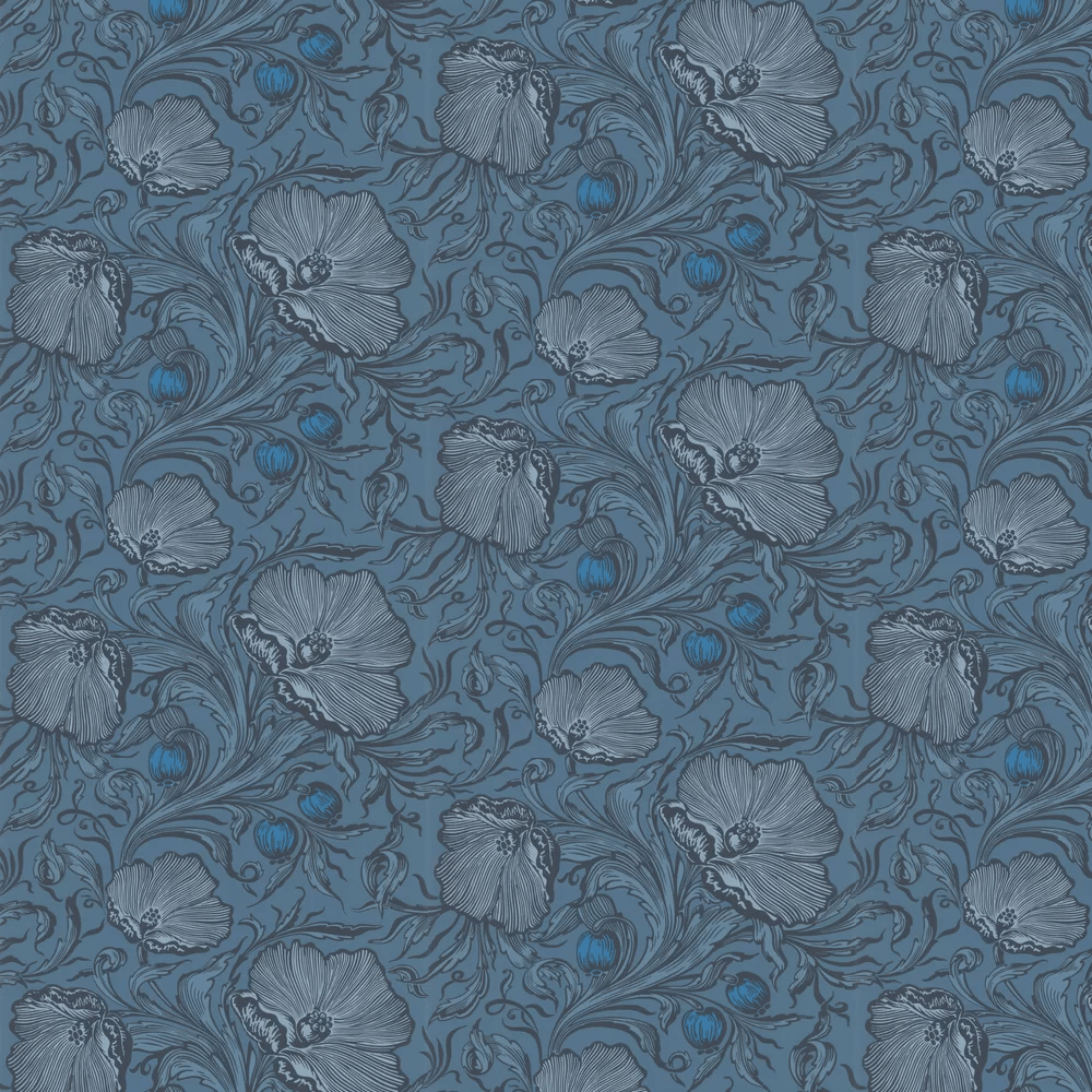 Poppy Trail Wallpaper - Air Force Blue - Little Greene - 0263PTAIRFO - Premier Wallcovering
