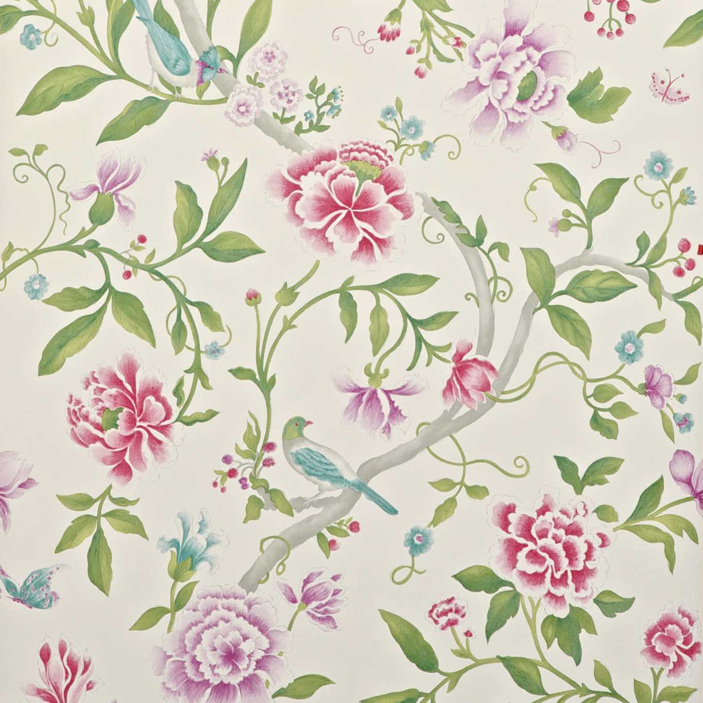 Porcelain Garden Wallpaper - Magenta/Leaf Green - DCAVPO106 - Sanderson - Premier Wallcovering