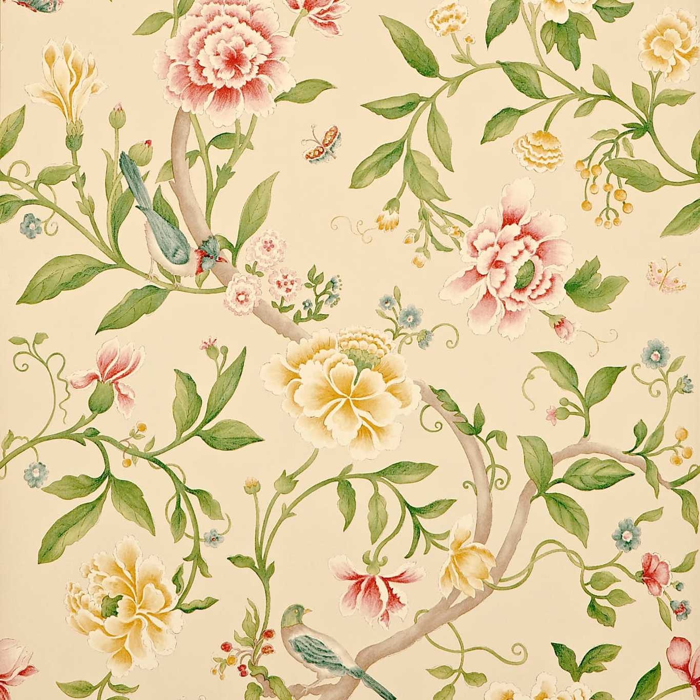 Porcelain Garden Wallpaper - Red/Beige - DCAVPO104 - Sanderson - Premier Wallcovering