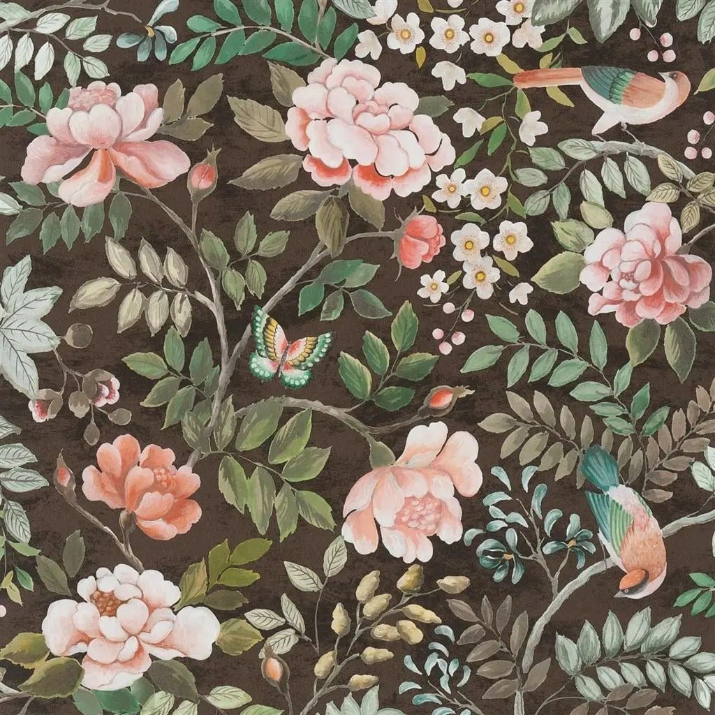 Porcelaine de Chine Wallpaper - Chocolate - PDG1146/08 - Designers Guild - Premier Wallcovering