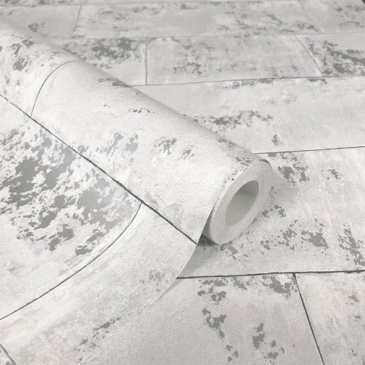 Portfolio Metallic Brick Wallpaper - Grey - Rasch - 248678 - Premier Wallcovering