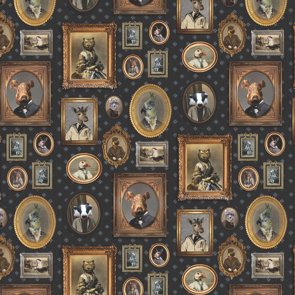 Portrait Gallery Wallpaper - Navy - The Graduate Collection - CC1VISWALDN - Premier Wallcovering