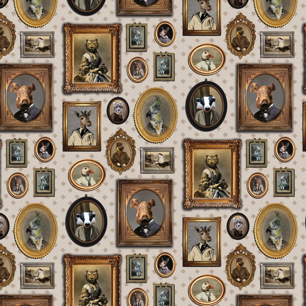 Portrait Gallery Wallpaper - Taupe - The Graduate Collection - CC1VISWALT - Premier Wallcovering