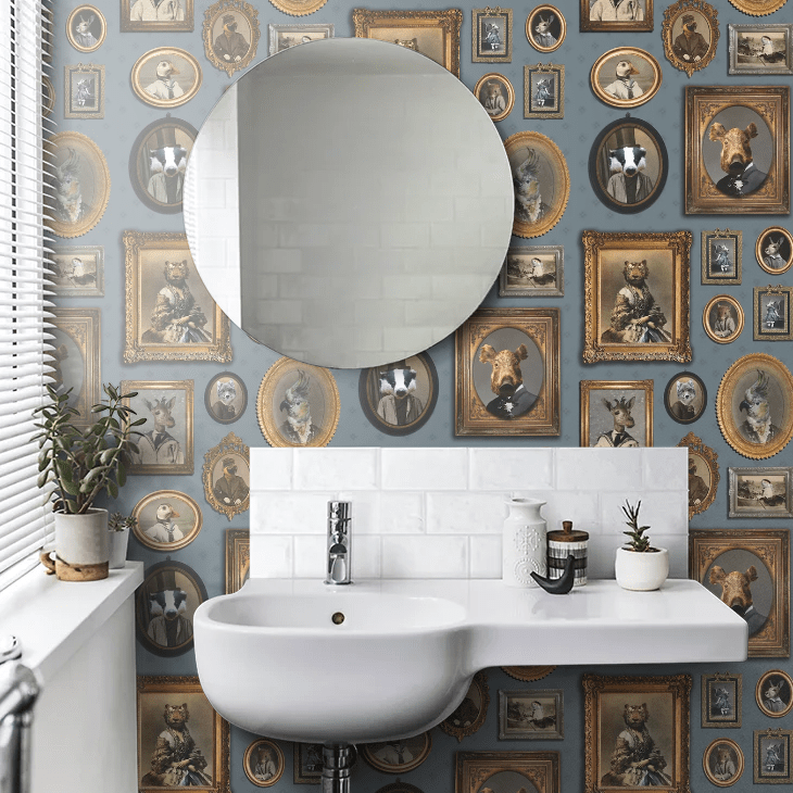 Portrait Gallery Wallpaper - Blue - The Graduate Collection - CC1VISWALBLU - Premier Wallcovering