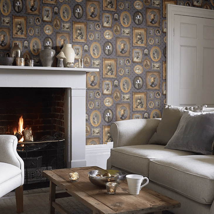 Portrait Gallery Wallpaper - Mauve - The Graduate Collection - CC1VISWALM - Premier Wallcovering