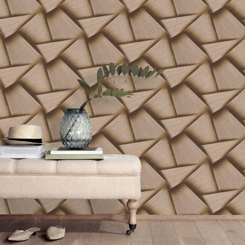 Pose 3D Effect Geo Metallic Wallpaper - Gold - Erismann - 10401 - 30 - Premier Wallcovering