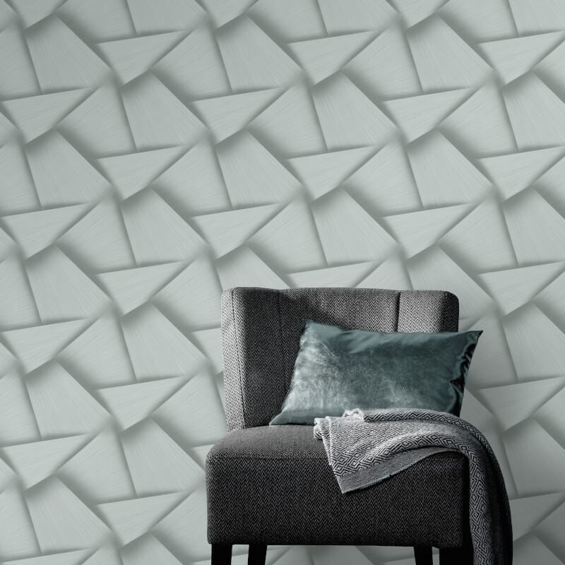 Pose 3D Effect Geo Metallic Wallpaper - Olive - Erismann - 10401 - 24 - Premier Wallcovering