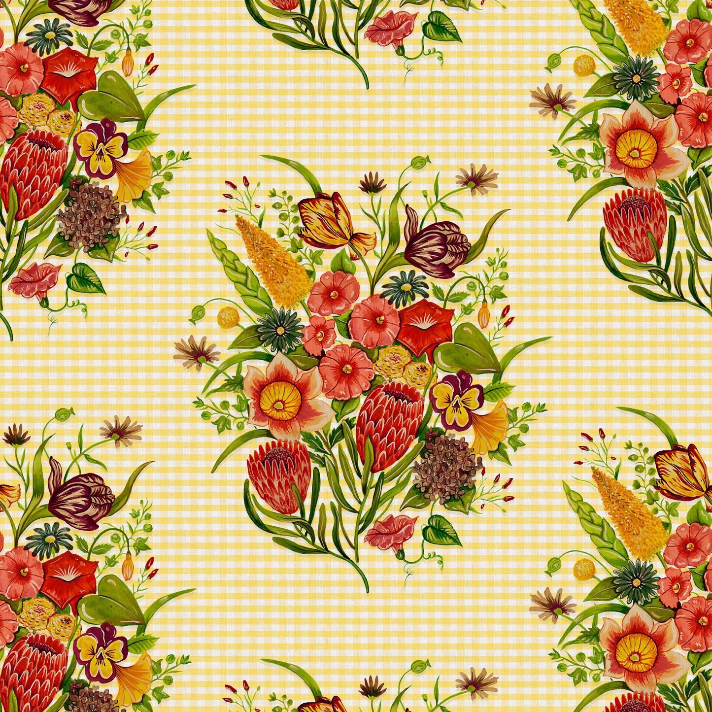 Posy Wallpaper - Xanthe-Yellow Gingham - Wear The Walls - POXY894170 - Premier Wallcovering