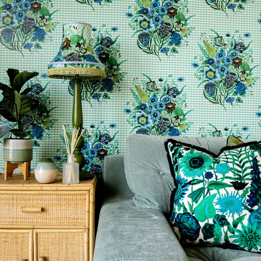 Posy Wallpaper - Aqua-Blue - Wear The Walls - POAB894170 - Premier Wallcovering