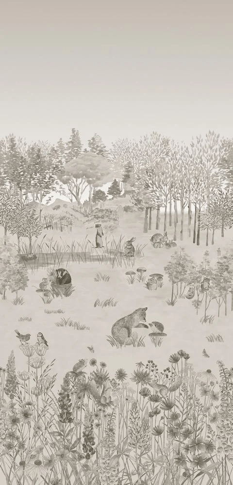 Potter's Woodland Wallpaper Mural - Stone - Little Greene - 0231POSTONE - Premier Wallcovering