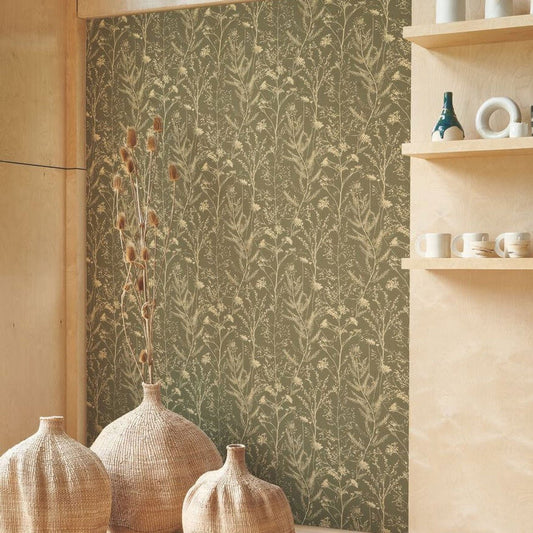 Prairie Sentier Des Dunes Wallpaper - Kaki - Casadeco - 200957853 - Premier Wallcovering