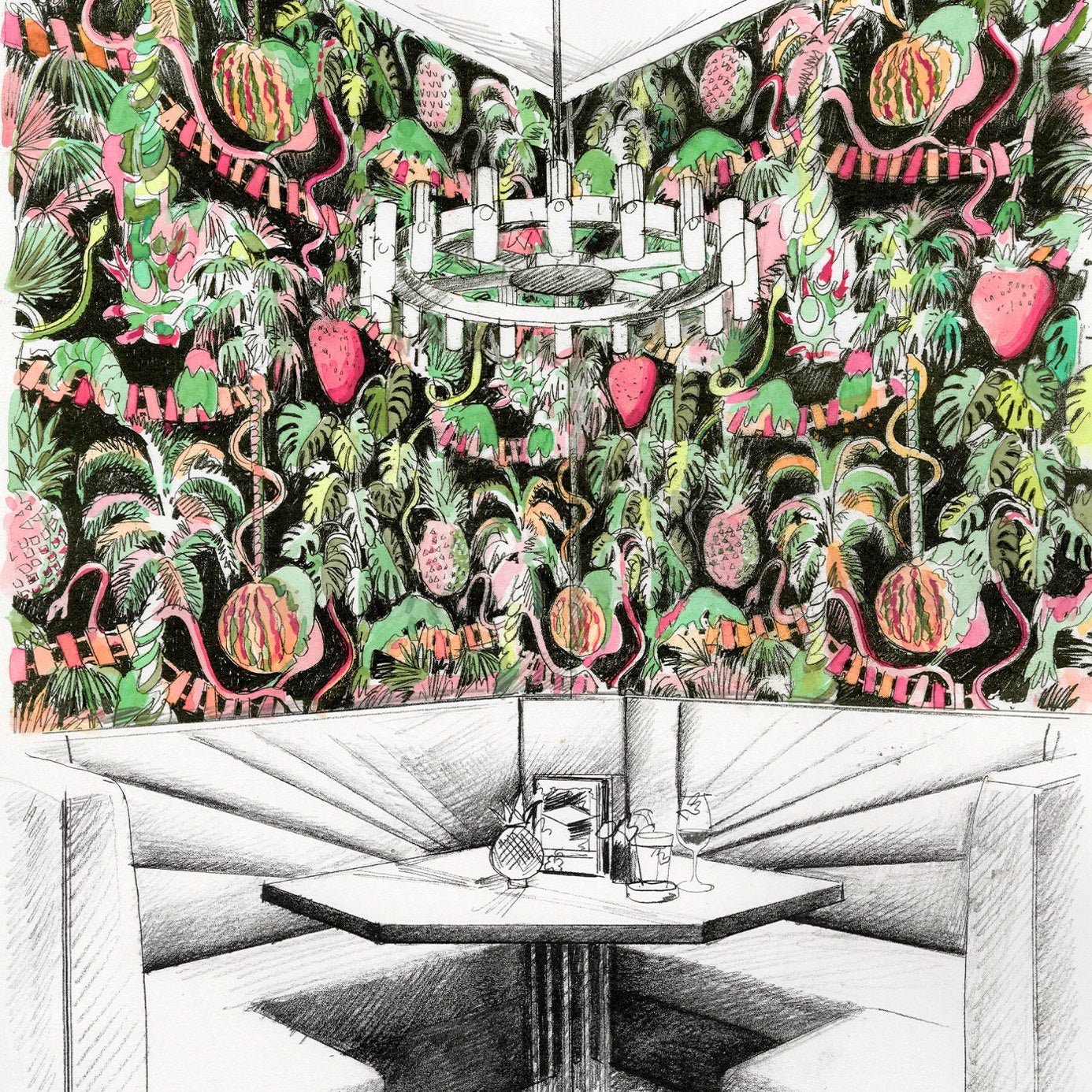 Precarious Pangolins Wallpaper - Tropical - ZPLW312981 - Zoffany - Premier Wallcovering