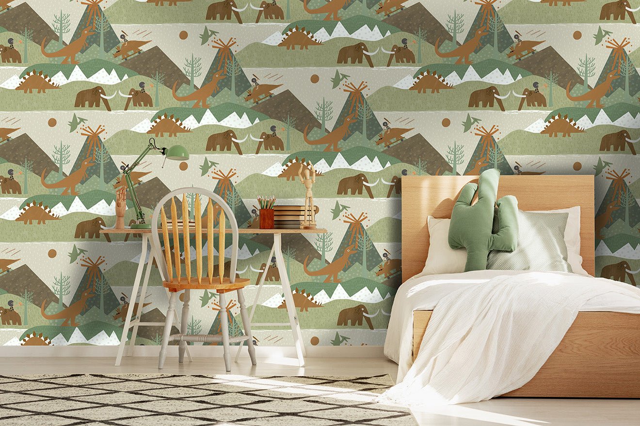 Prehistoric Wallpaper - Green/Orange - Holden Décor - 13260 - Premier Wallcovering