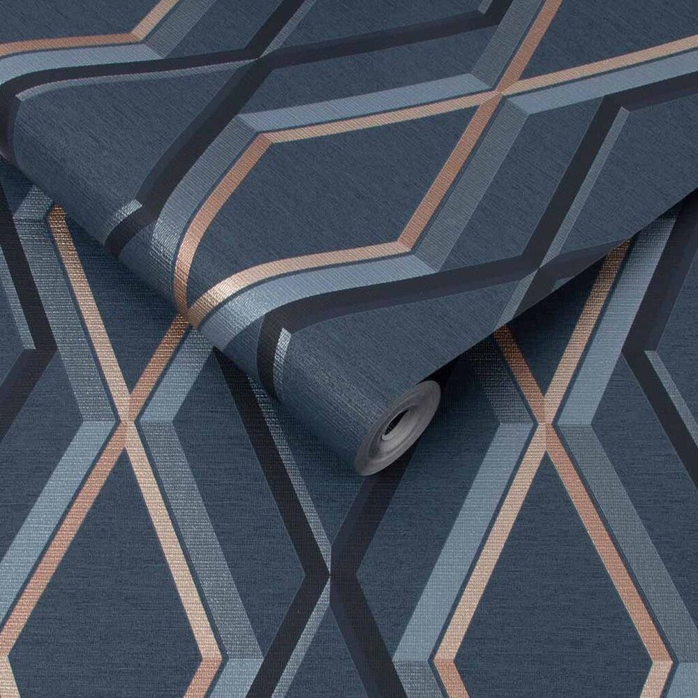 Prestige Geo Wallpaper - Navy - Superfresco Easy - 108622 - Premier Wallcovering