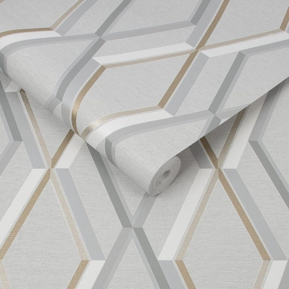 Prestige Geo Wallpaper - Grey - Superfresco Easy - 108607 - Premier Wallcovering