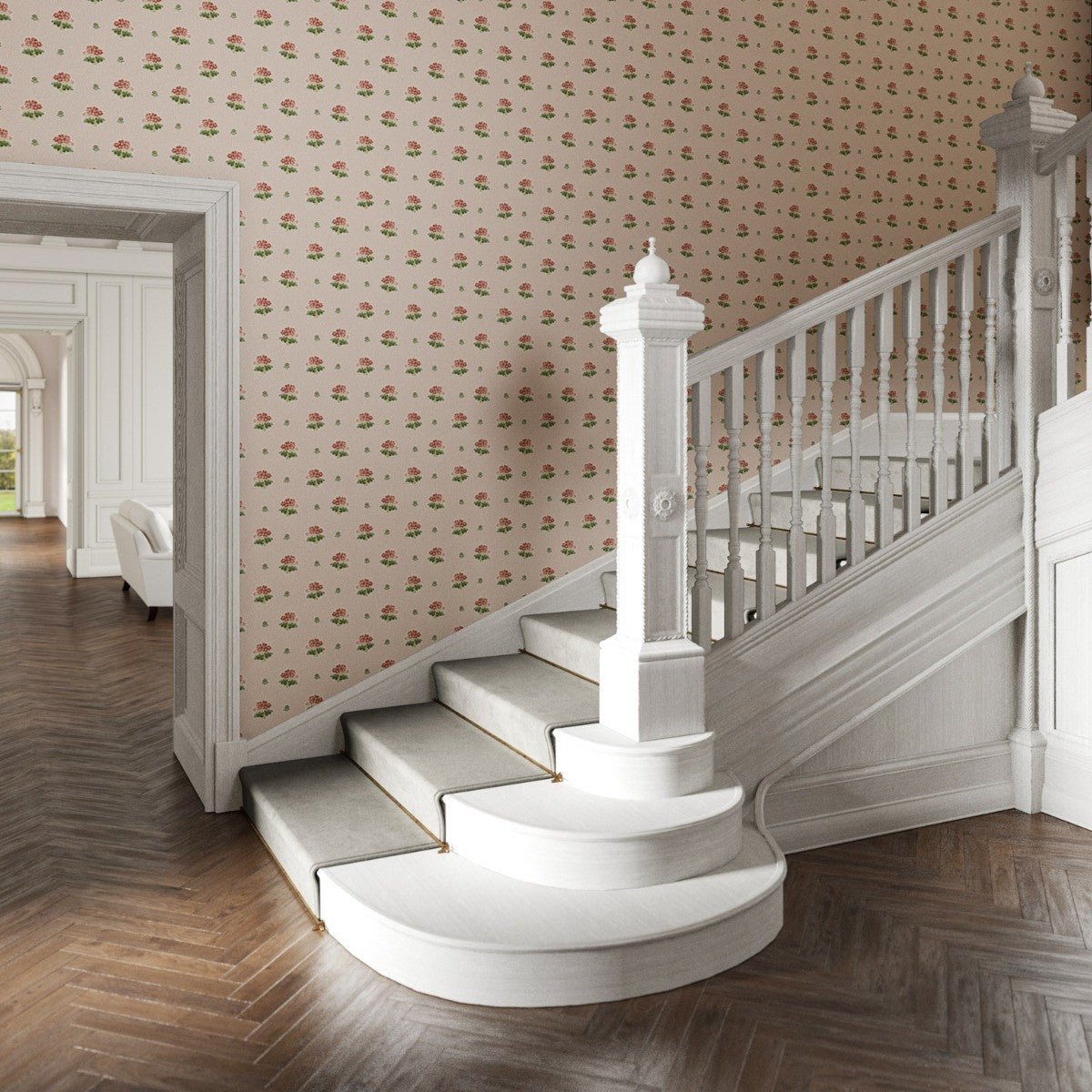 Primula Wallpaper - Red - Warner House - Premier Wallcovering