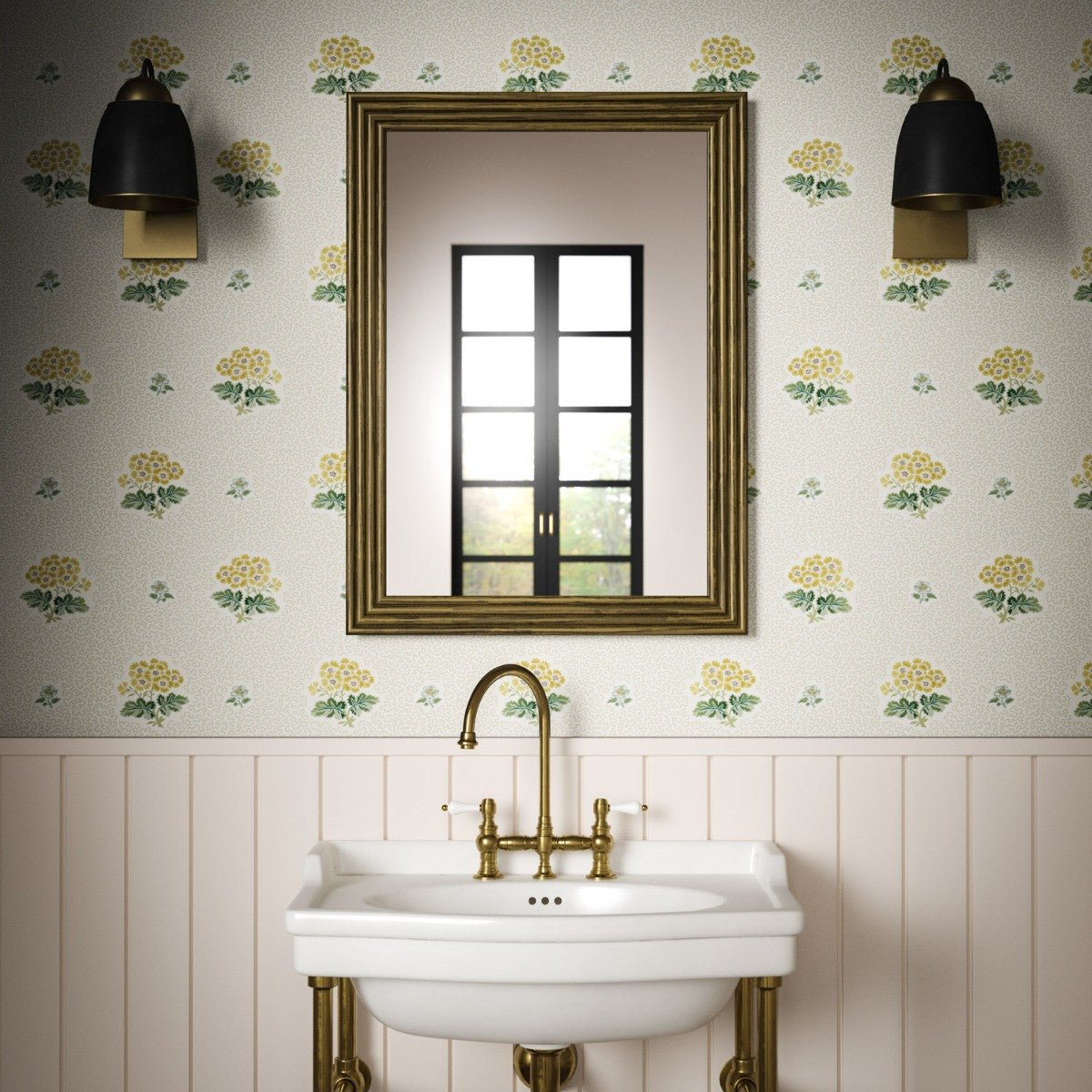 Primula Wallpaper - Gold - Warner House - Premier Wallcovering