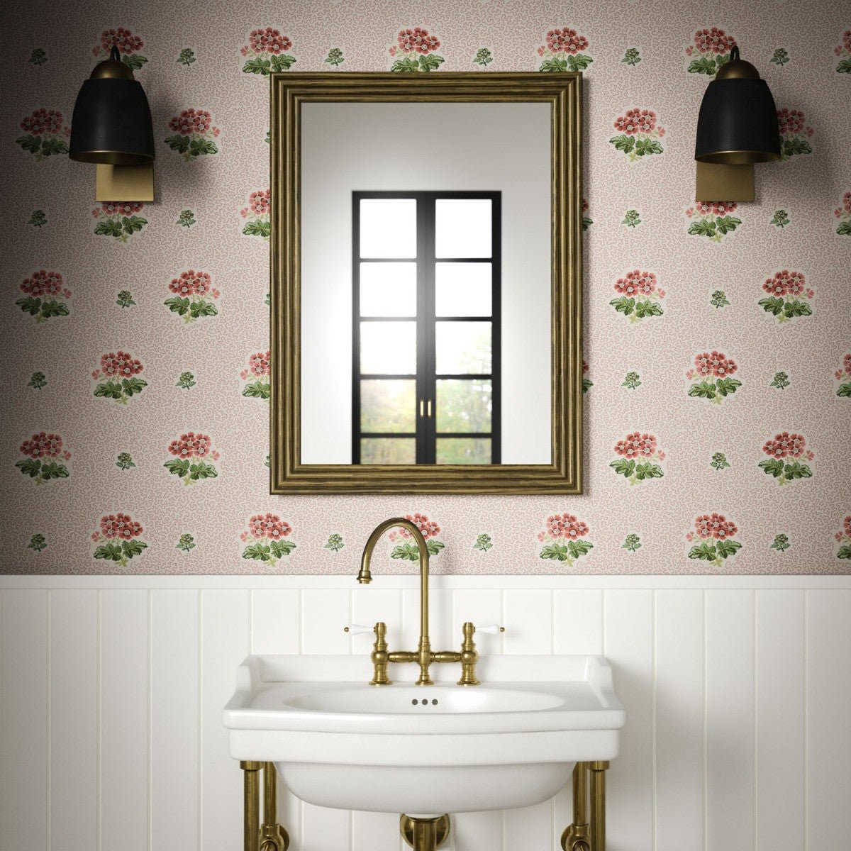Primula Wallpaper - Red - Warner House - Premier Wallcovering
