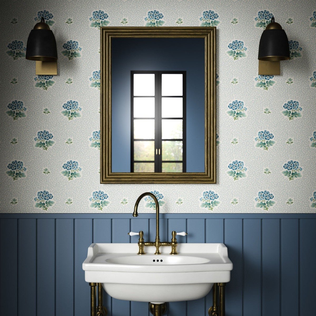 Primula Wallpaper - Blue - Warner House - Premier Wallcovering