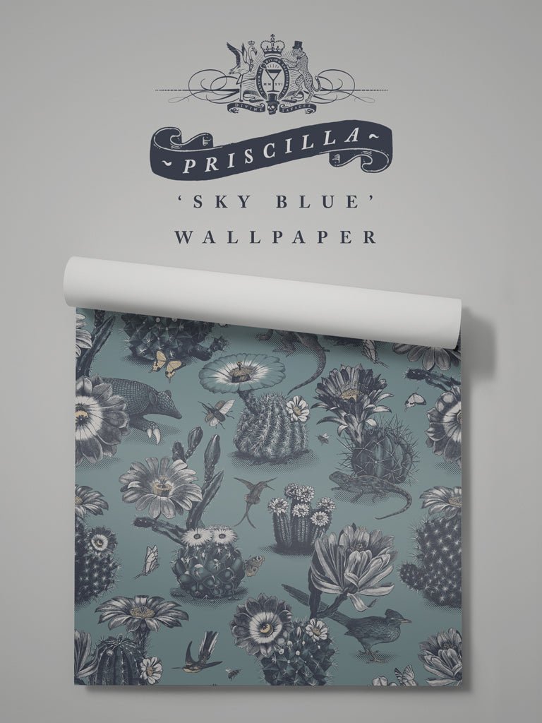 Priscilla Wallpaper - Desert Blue - Divine Savages - DVS007-PRIS-BLU-WR - Premier Wallcovering