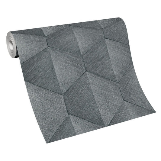 Prisma 3D Graphic Waves Metallic Wallpaper - Grey - Erismann - 10370 - 10 - Premier Wallcovering