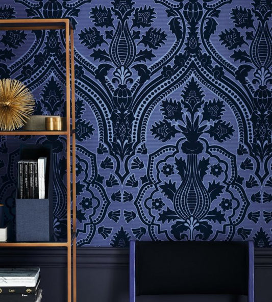Pugin Palace Flock Wallpaper - Dark Hyacinth - 116/9033 - Cole & Son - Premier Wallcovering