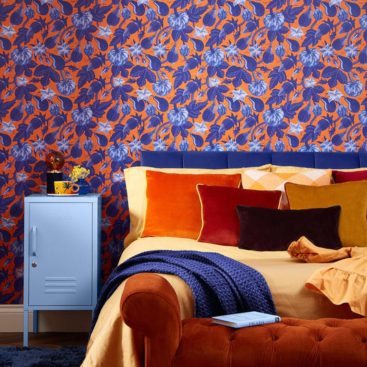 Pumpkin Squash wallpaper - Pumpkin Spice Orange & Indigo - Lust Home - LH900424 - Premier Wallcovering