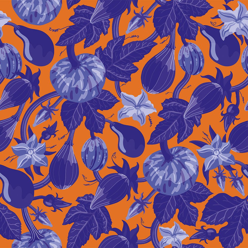 Pumpkin Squash wallpaper - Pumpkin Spice Orange & Indigo - Lust Home - LH900424 - Premier Wallcovering