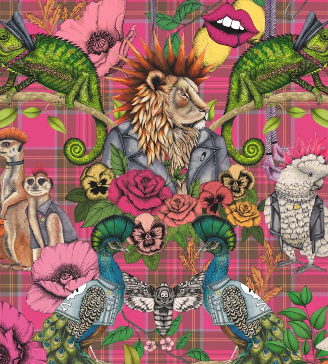Punk Rocks Wallpaper - Hot Pink - Brand McKenzie - BMWL005/08B - Premier Wallcovering
