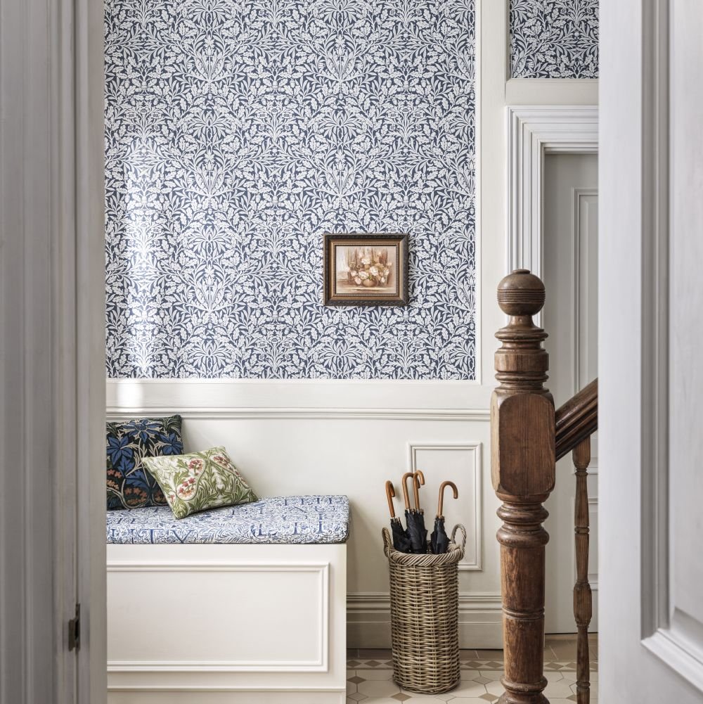 Pure Acorn Wallpaper - Indigo - 217401 - Morris Wallpaper WD - Premier Wallcovering