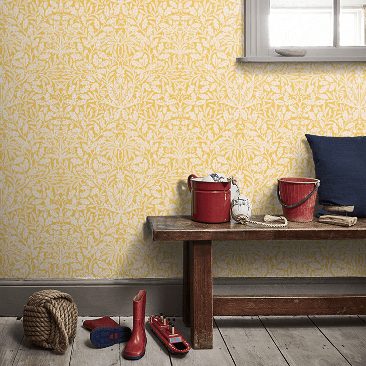Pure Acorn Wallpaper - Lemon - 217404 - Morris Wallpaper WD - Premier Wallcovering