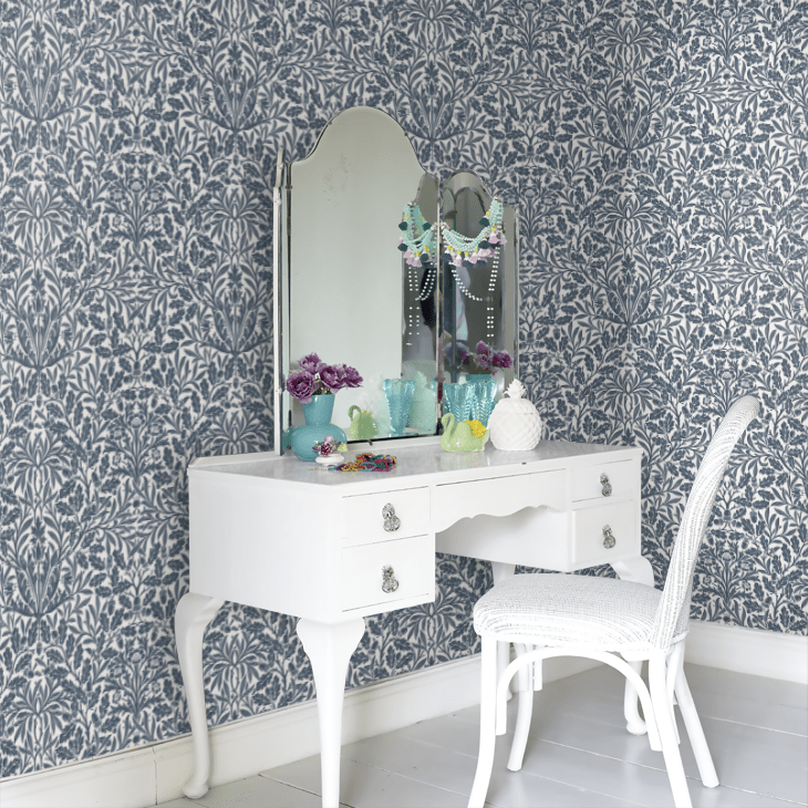 Pure Acorn Wallpaper - Denim Blue - 217400 - Morris Wallpaper WD - Premier Wallcovering