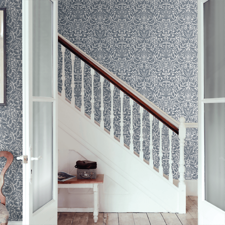 Pure Acorn Wallpaper - Denim Blue - 217400 - Morris Wallpaper WD - Premier Wallcovering