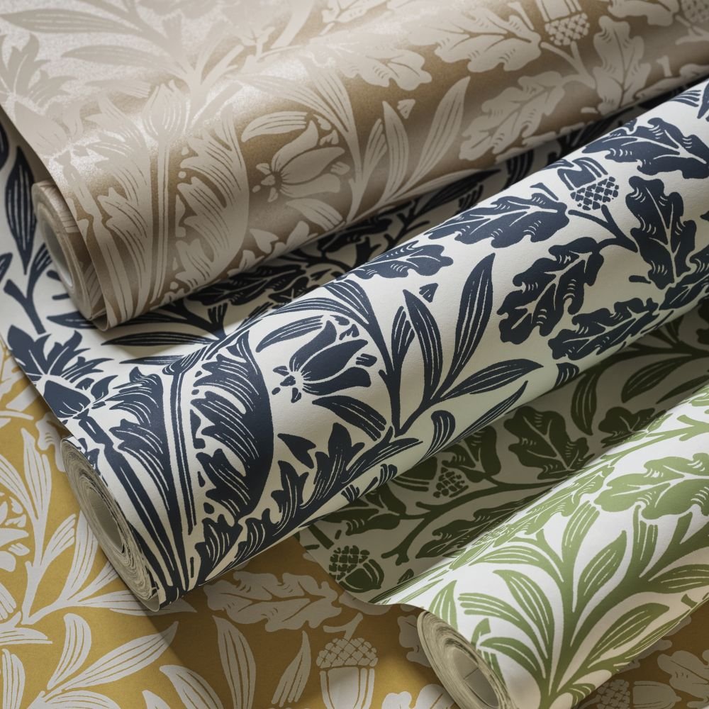 Pure Acorn Wallpaper - Denim Blue - 217400 - Morris Wallpaper WD - Premier Wallcovering