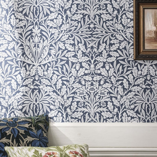 Pure Acorn Wallpaper - Indigo - 217401 - Morris Wallpaper WD - Premier Wallcovering