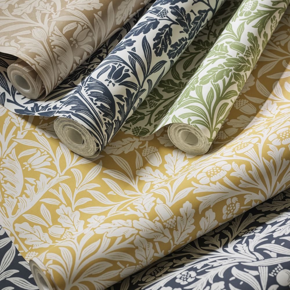 Pure Acorn Wallpaper - Lemon - 217404 - Morris Wallpaper WD - Premier Wallcovering