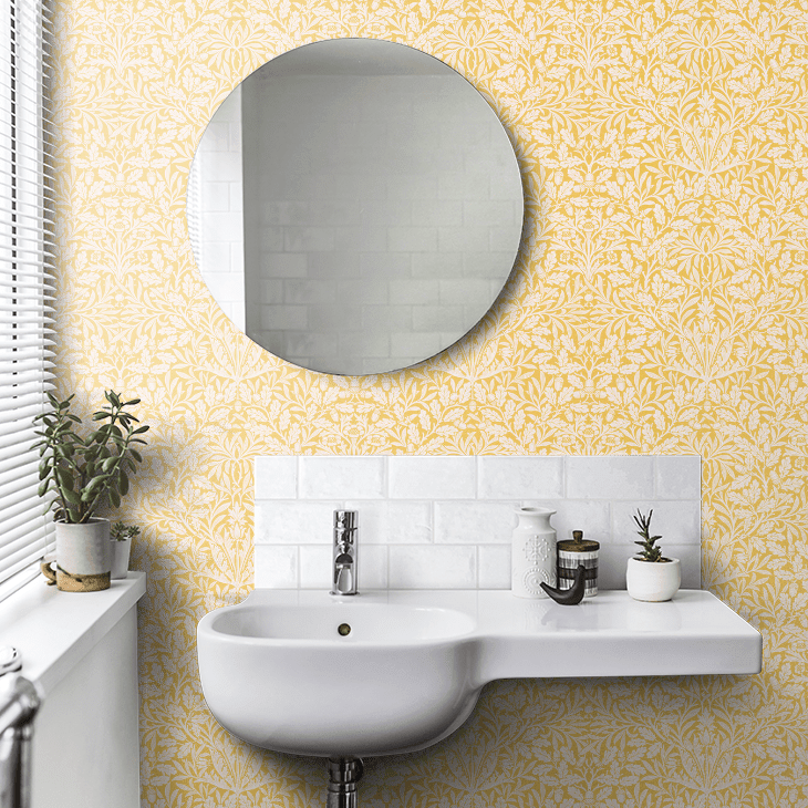 Pure Acorn Wallpaper - Lemon - 217404 - Morris Wallpaper WD - Premier Wallcovering