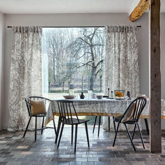 Pure Bachelors Button Print Fabric - Black Ink - Morris & Co - 226485 - Premier Wallcovering