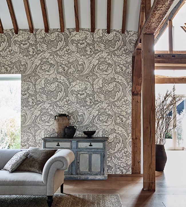 Pure Bachelors Button Wallpaper - Stone/Linen - 216050 - Morris & Co - Premier Wallcovering