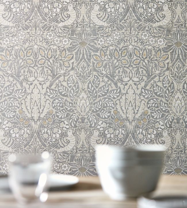 Pure Dove & Rose Wallpaper - Cloud Grey - 216520 - Morris & Co - Premier Wallcovering